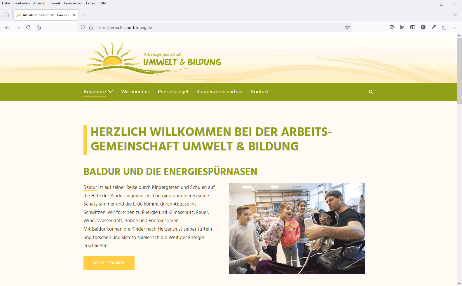 Arbeitsgemeinschaft Umwelt & Bildung, Website